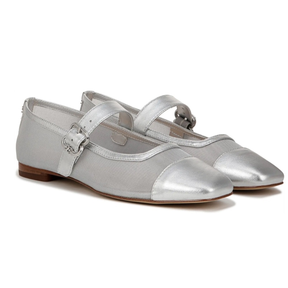 Miranda Mary Jane Flats- Silver Mesh- never worn!